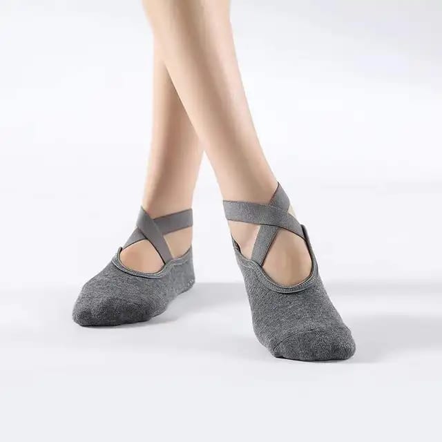 Ladies Non-Slip Grips Straps Yoga Socks